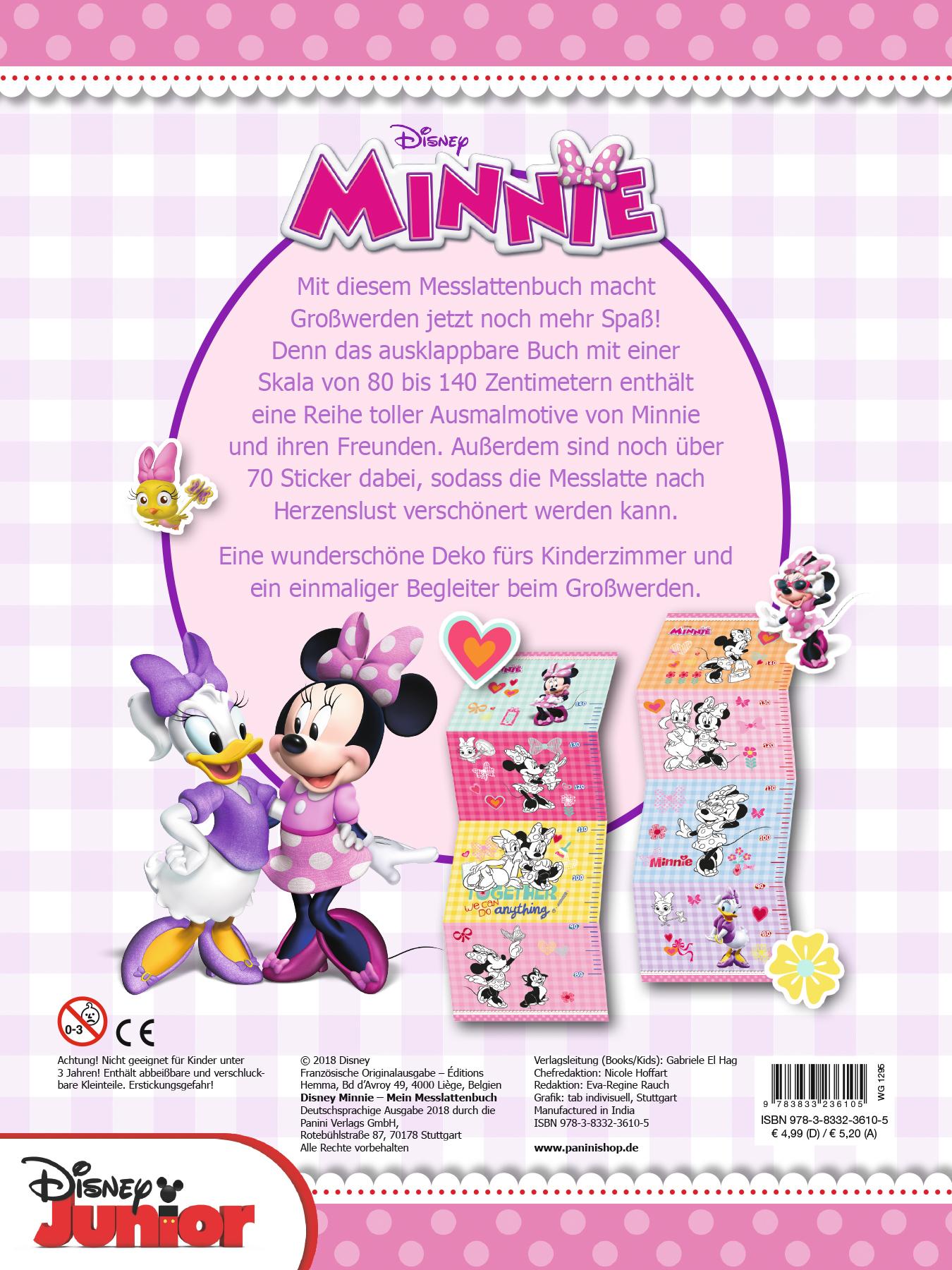 Rückseite: 9783833236105 | Disney Minnie: Mein Messlattenbuch | mit Ausmalbildern und Stickern