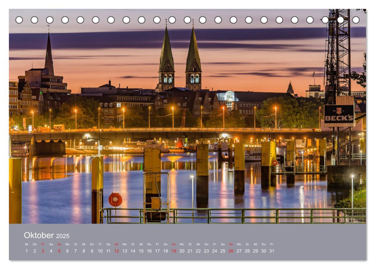 Bild: 9783435176199 | Nachts in Bremen (Tischkalender 2025 DIN A5 quer), CALVENDO...