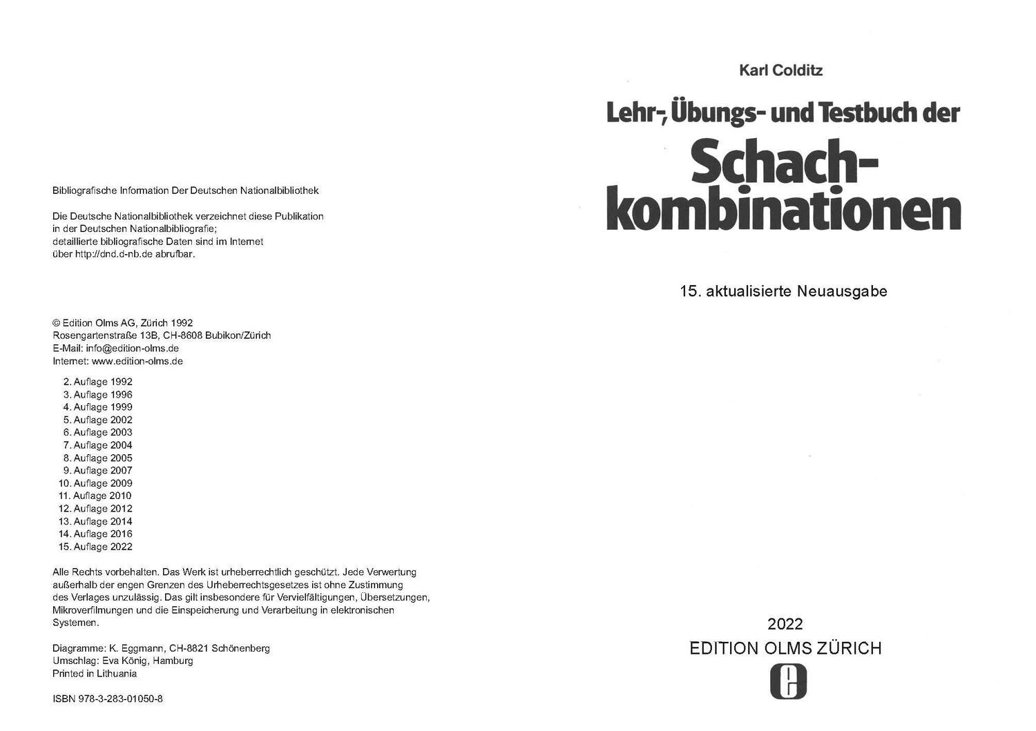 Bild: 9783283010508 | Lehr-, Übungs- und Testbuch der Schachkombinationen | Karl Colditz