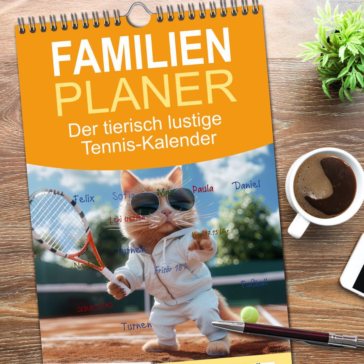 Bild: 9783457191767 | Familienplaner 2025 - Der tierisch lustige Tennis-Kalender mit 5...