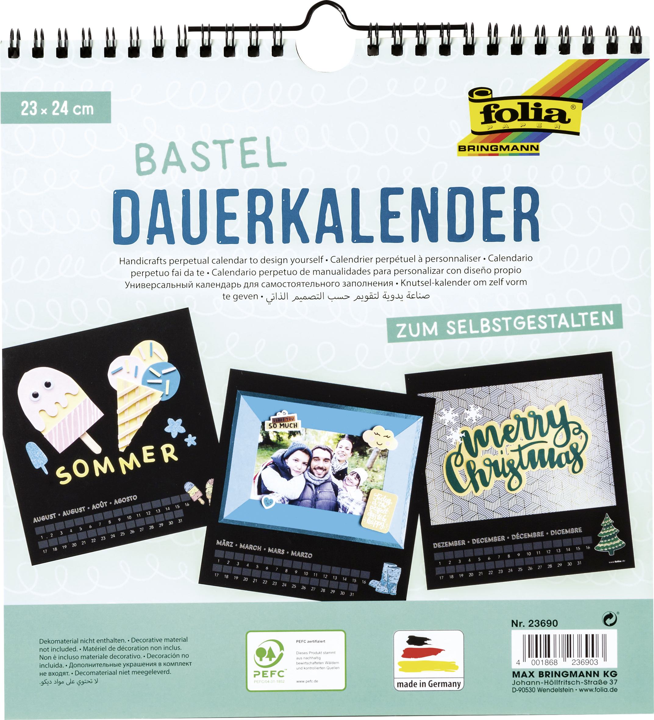 Cover: 4001868236903 | Folia Dauerkalender mit Spiralbindung 220g/m², 23x24cm, Papier...