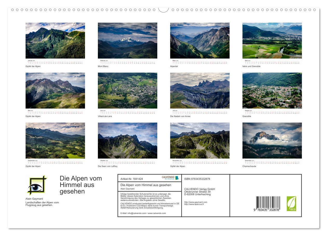 Bild: 9783435332878 | Die Alpen vom Himmel aus gesehen (hochwertiger Premium Wandkalender...