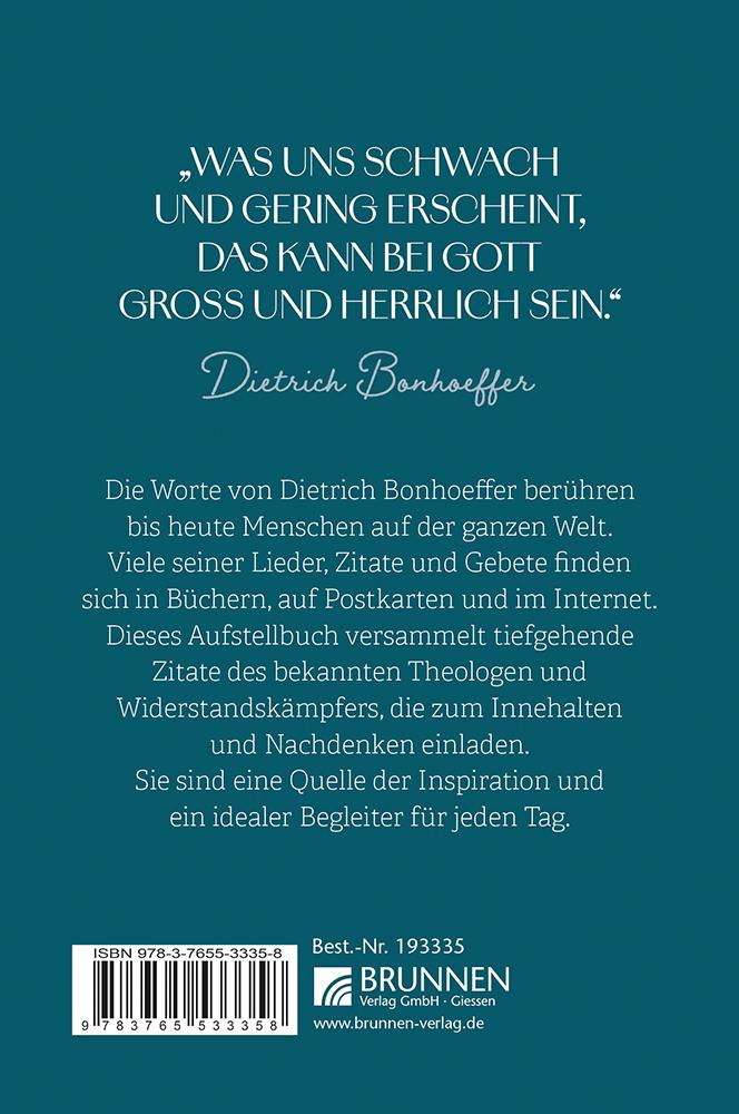 Rückseite: 9783765533358 | Behütet und getröstet - Aufstellbuch | Dietrich Bonhoeffer | Buch