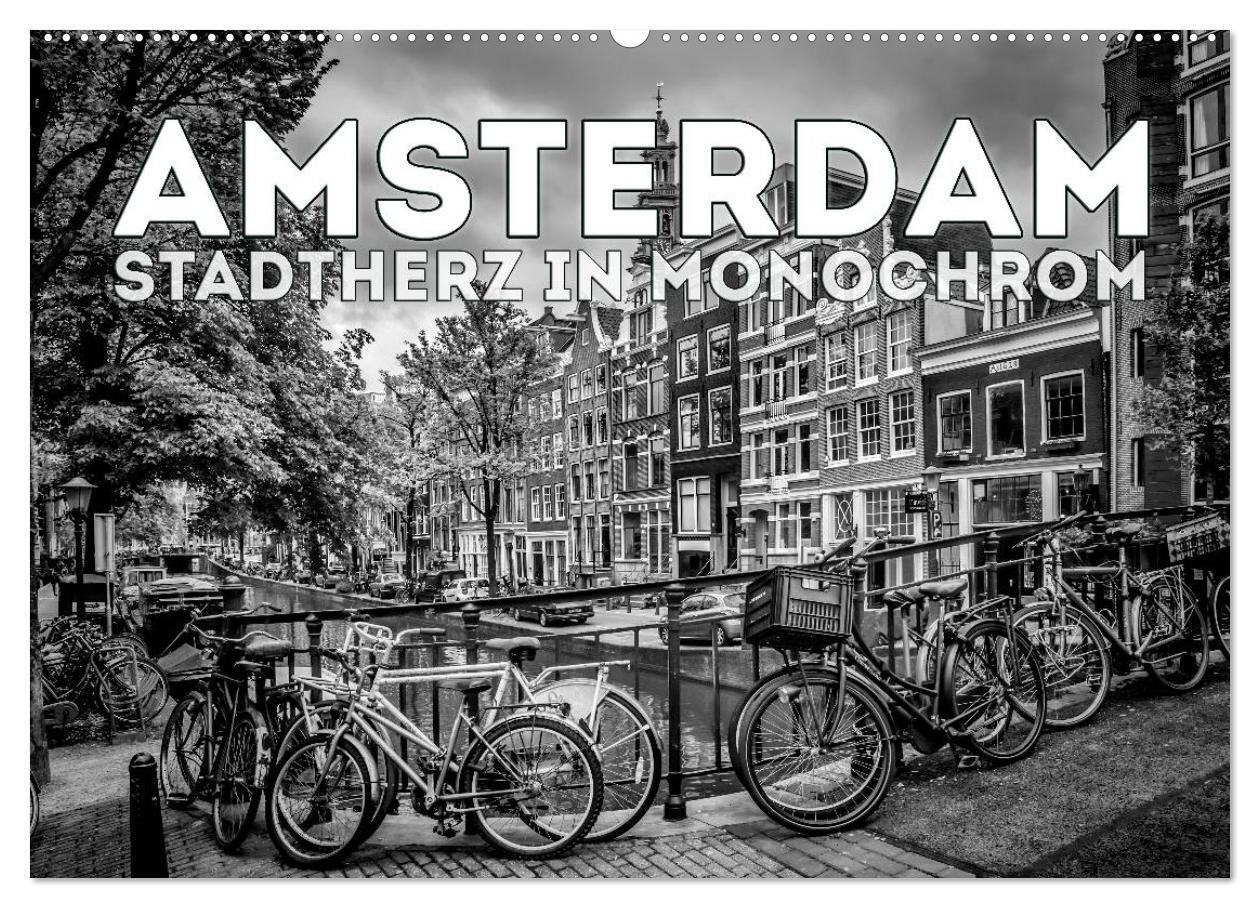 Cover: 9783435582198 | AMSTERDAM Stadtherz in Monochrom (Wandkalender 2025 DIN A2 quer),...