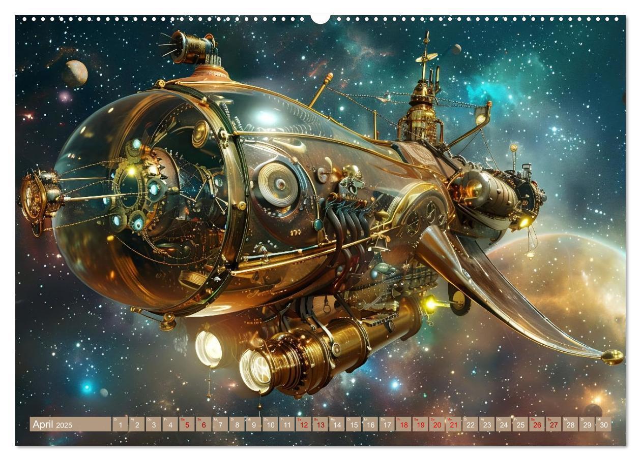 Bild: 9783435652570 | Steampunk im Weltall (Wandkalender 2025 DIN A2 quer), CALVENDO...