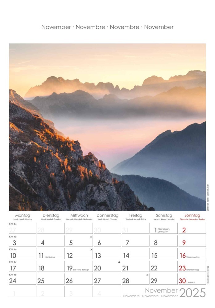 Bild: 4251732341091 | Alpha Edition - Alpen 2025 Bildkalender, 23,7x34cm, Wandkalender...