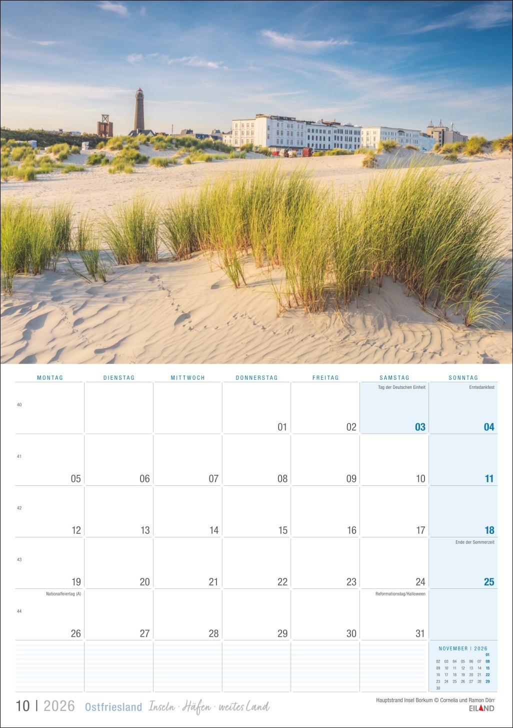 Bild: 9783964023926 | Ostfriesland Kalender 2026 - Inseln · Häfen · weites Land | Eiland