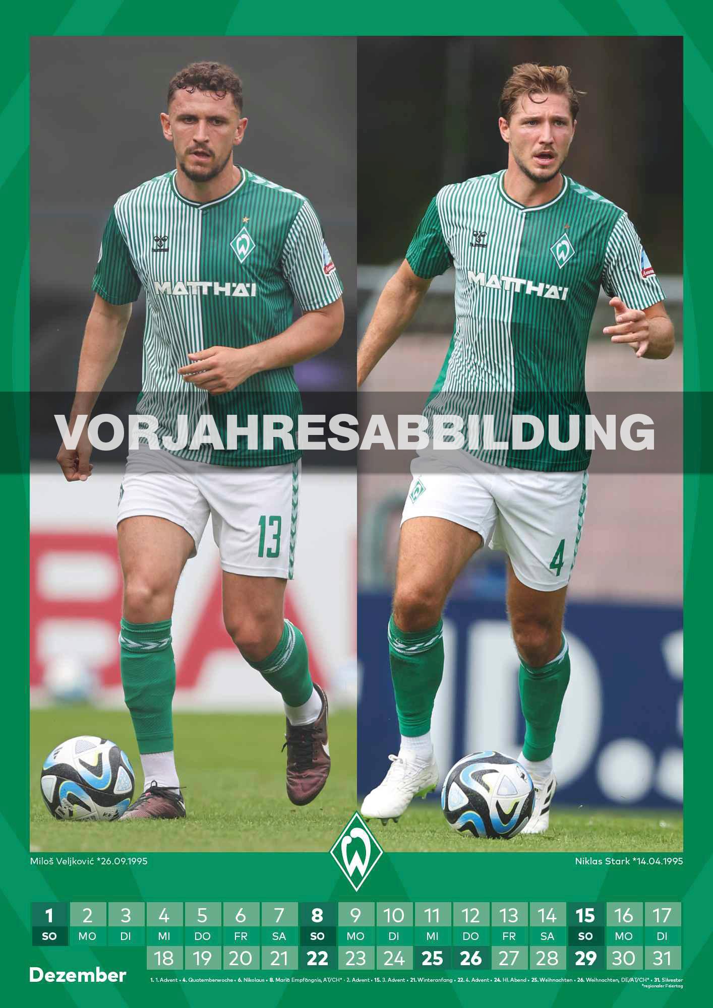 Bild: 4002725994493 | Werder Bremen 2025 - A3-Kalender - Fußball-Kalender - Fan-Kalender...