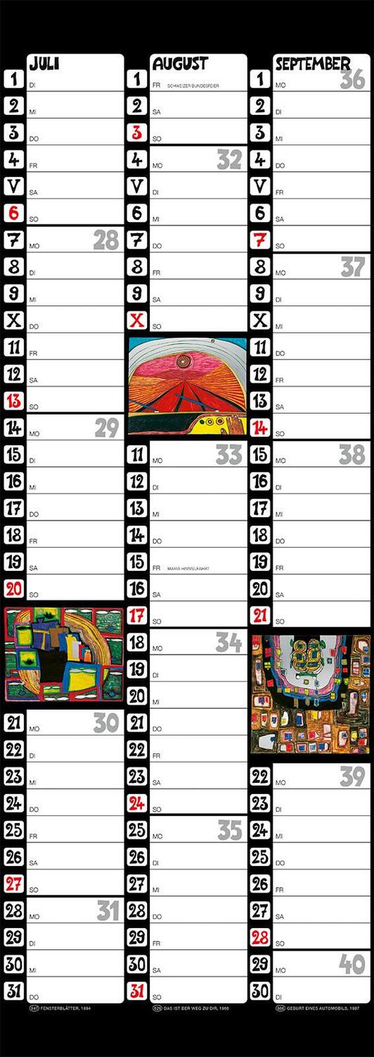 Bild: 9783910430174 | Hundertwasser Streifenkalender Art 2025 | Wörner Verlag GmbH | 6 S.