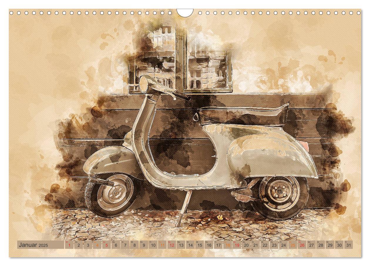 Bild: 9783435153046 | Mototrroller - Vesparade (Wandkalender 2025 DIN A3 quer), CALVENDO...