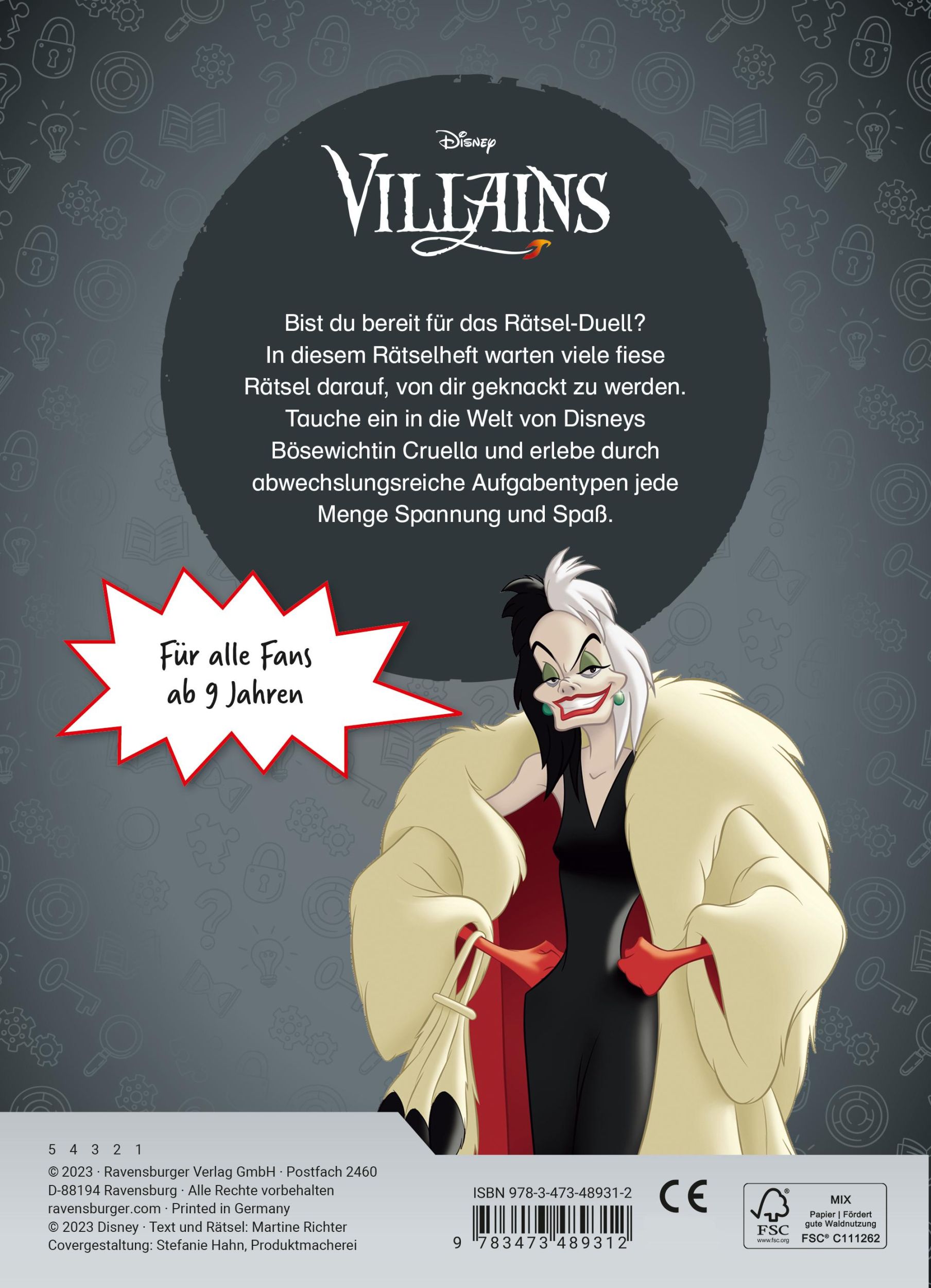 Rückseite: 9783473489312 | Ravensburger Disney Villains: Fiese Rätsel mit Cruella - Knifflige...