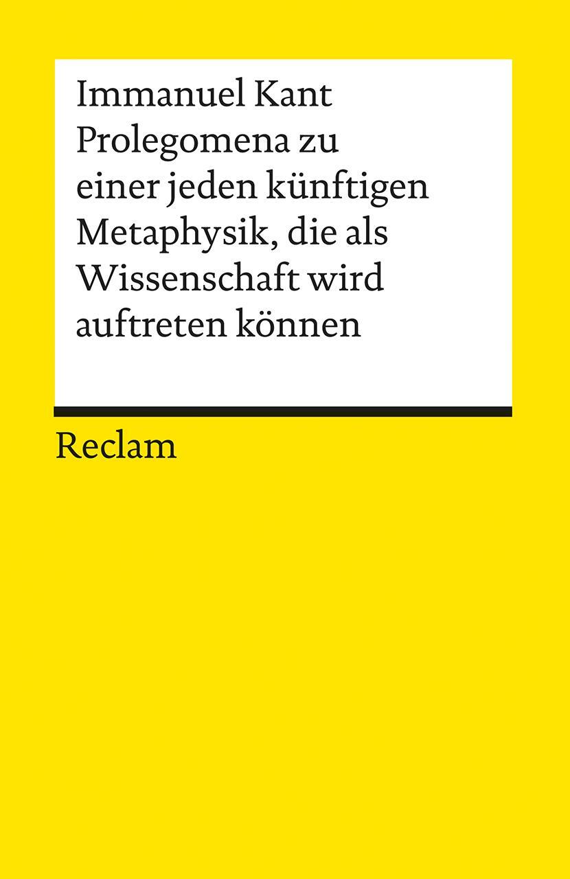 Cover: 9783150024683 | Prolegomena zu einer jeden künftigen Metaphysik, die als...