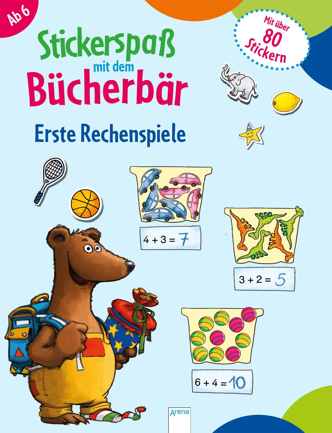 Cover: 9783401712437 | Stickerspaß mit dem Bücherbär. Erste Rechenspiele | Silke Reimers