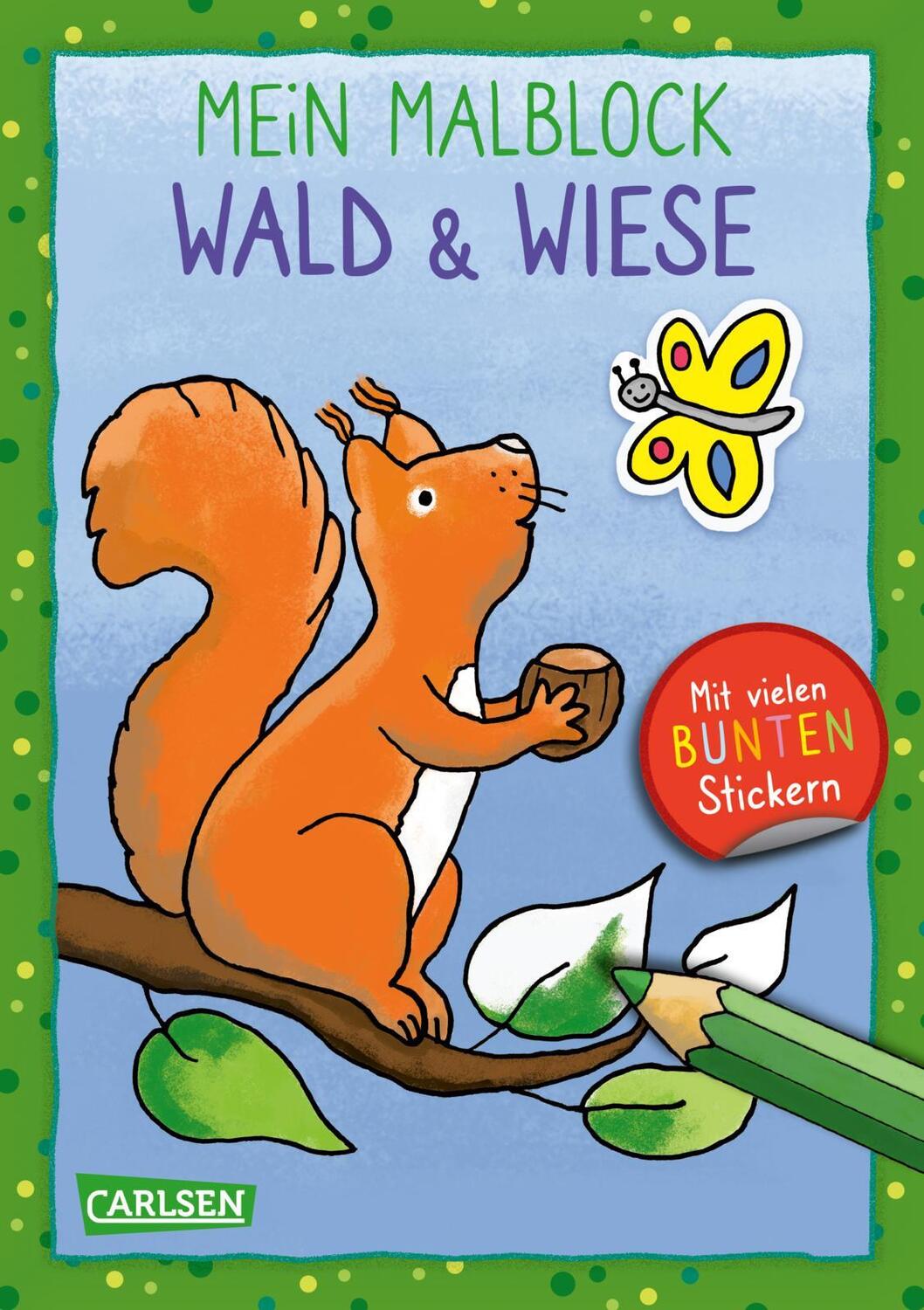 Cover: 9783551190833 | Mein Malblock: Wald und Wiese | Mit vielen bunten Stickern | Mensing