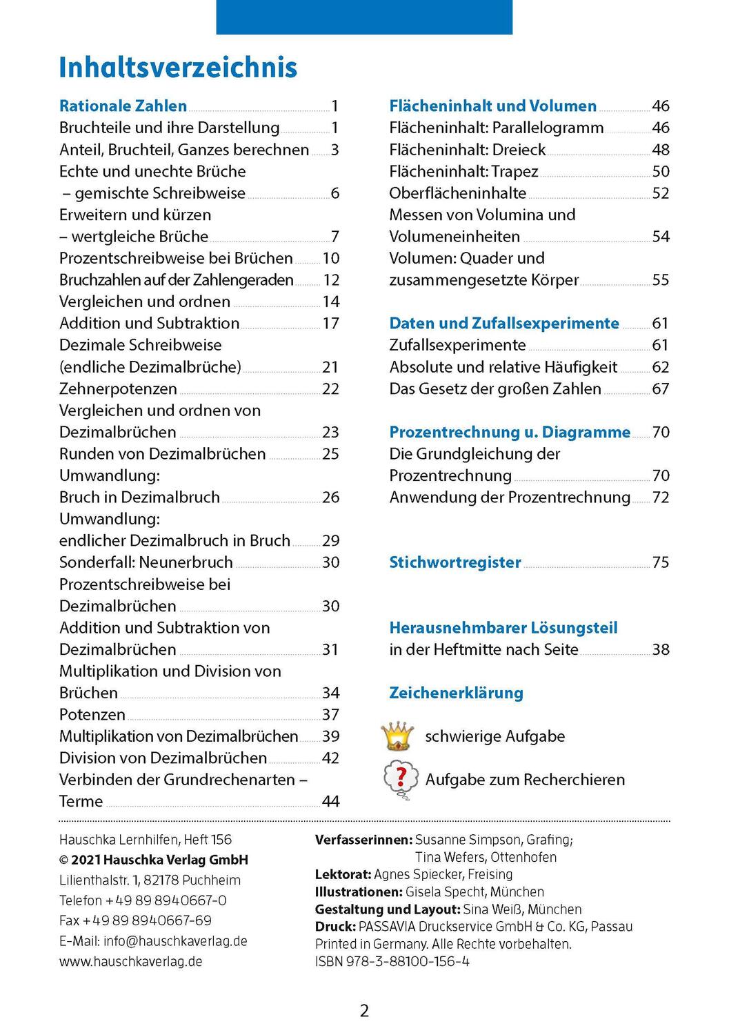 Bild: 9783881001564 | Rechnen und Textaufgaben - Gymnasium 6. Klasse, A5- Heft | Broschüre