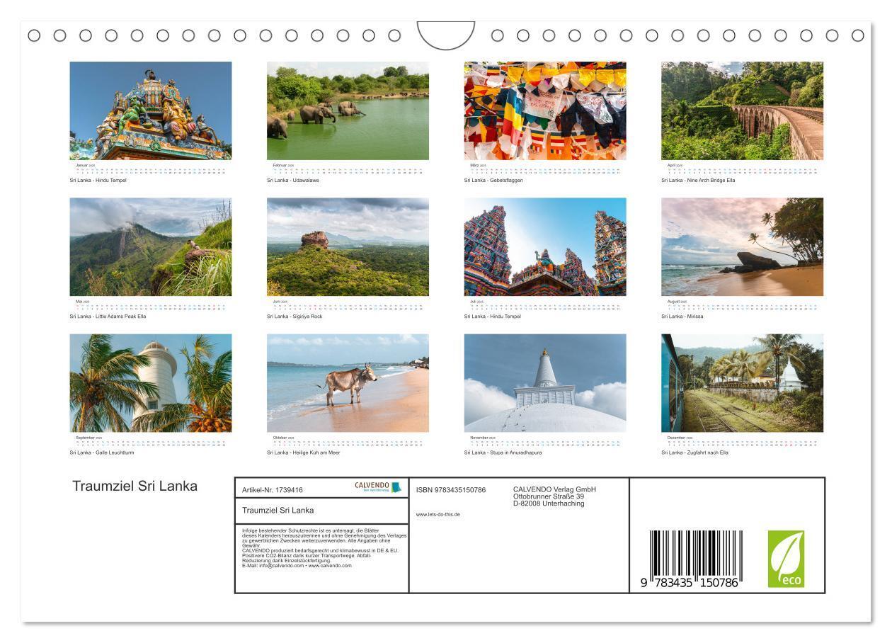 Bild: 9783435150786 | Traumziel Sri Lanka (Wandkalender 2025 DIN A4 quer), CALVENDO...