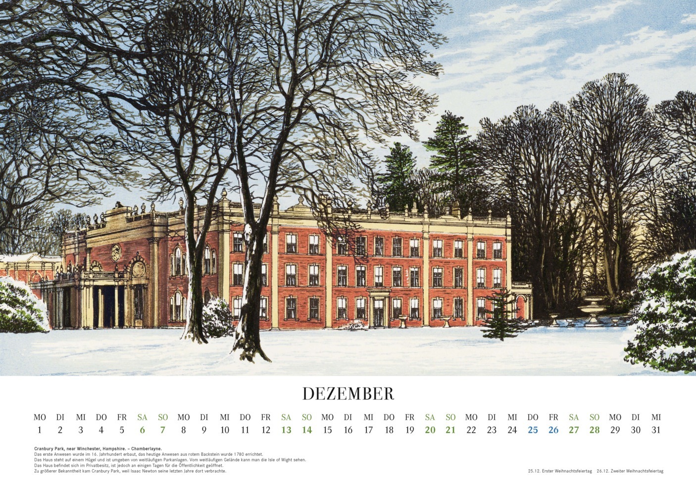 Bild: 9783968491516 | Englische Landhäuser. Wandkalender 2025 | Kalender | 14 S. | Deutsch