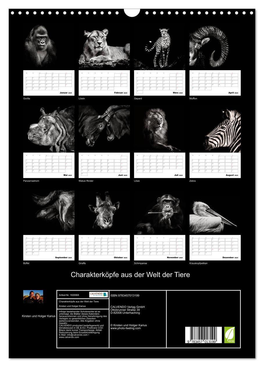 Bild: 9783457013199 | Charakterköpfe aus der Welt der Tiere (Wandkalender 2025 DIN A3...