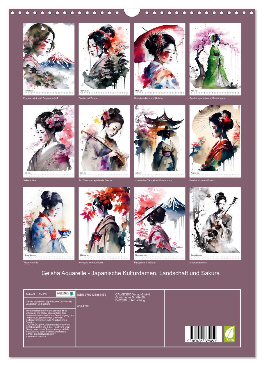 Bild: 9783435885459 | Geisha Aquarelle - Japanische Kulturdamen, Landschaft und Sakura...