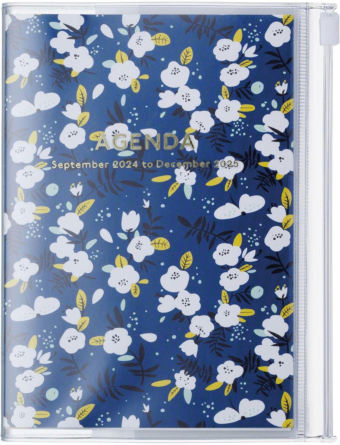 Cover: 4550045127591 | MARK'S 2024/2025 Taschenkalender A6 vertikal, Flower Pattern // Navy