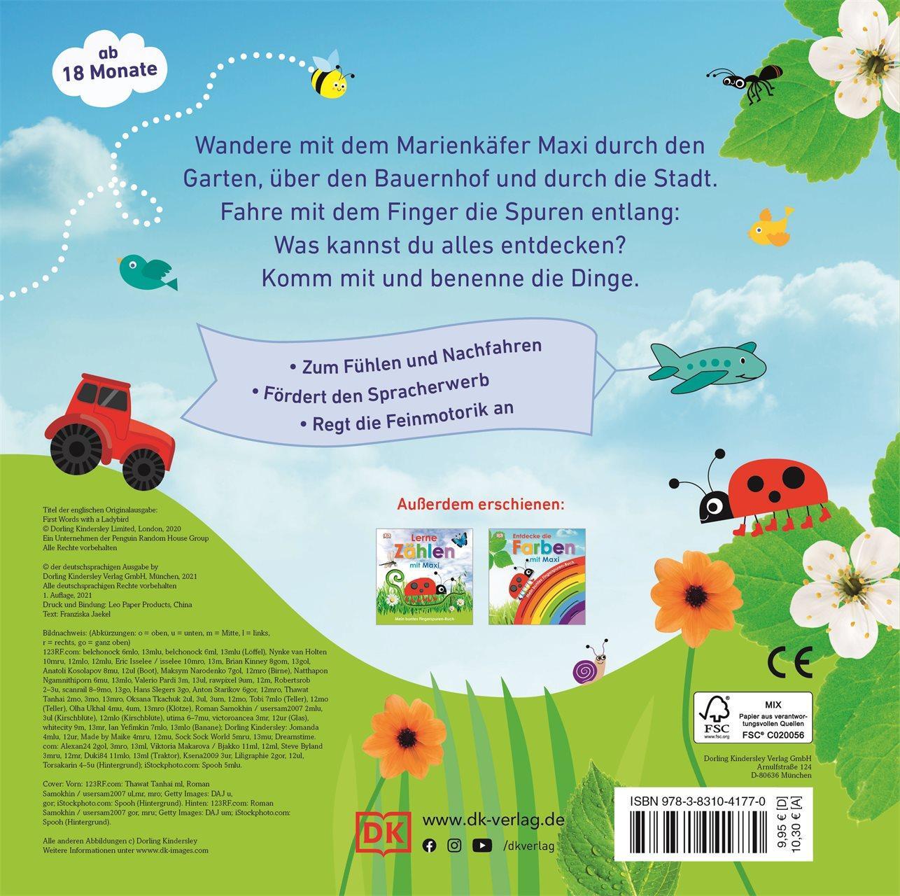 Rückseite: 9783831041770 | Mein buntes Fingerspuren-Buch. Entdecke erste Wörter mit Maxi | Jaekel