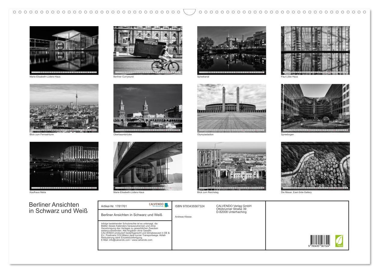 Bild: 9783435567324 | Berliner Ansichten in Schwarz und Weiß (Wandkalender 2025 DIN A2...