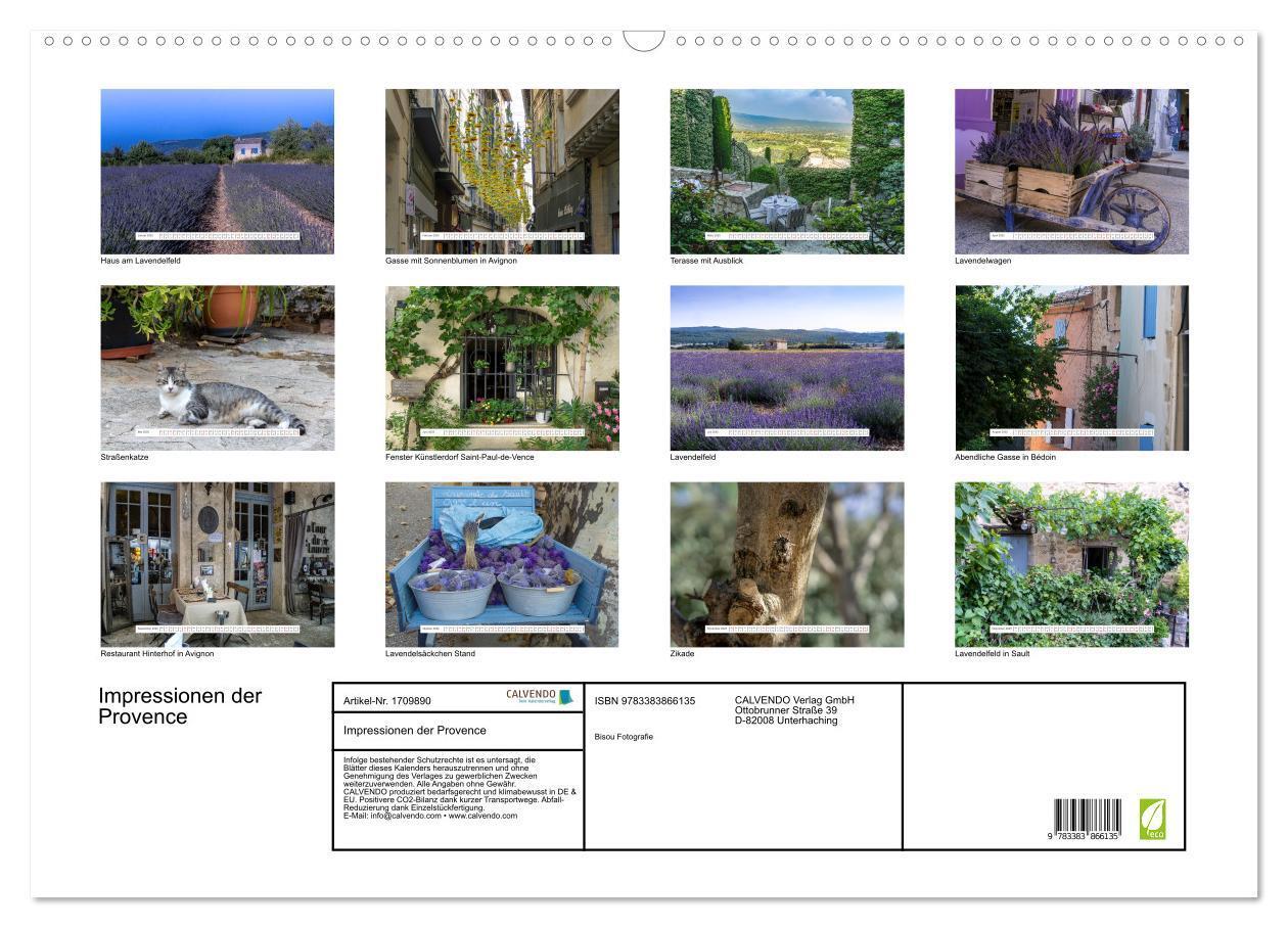 Bild: 9783383866135 | Impressionen der Provence (Wandkalender 2025 DIN A2 quer), CALVENDO...