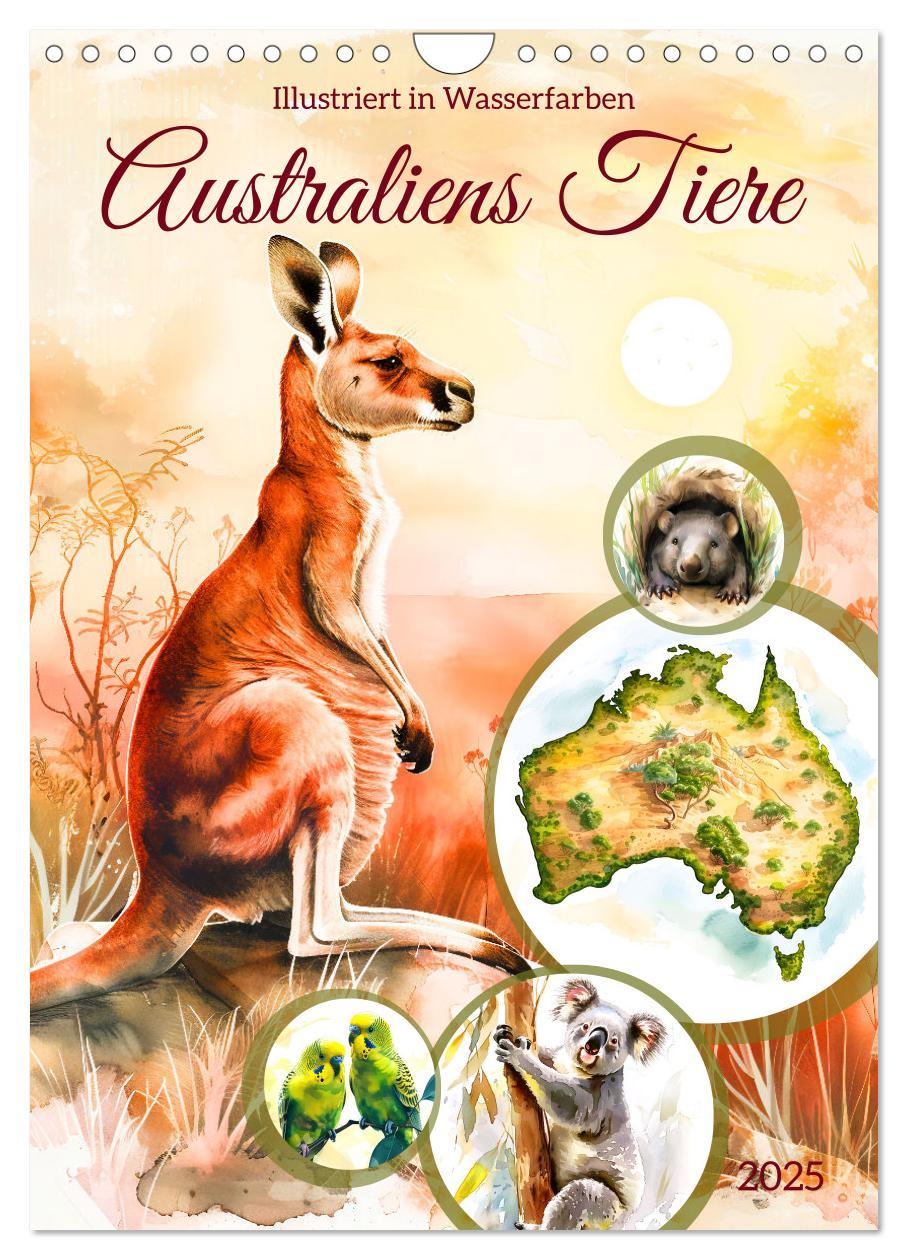 Cover: 9783383787089 | Australiens Tiere - Illustriert in Wasserfarben (Wandkalender 2025...