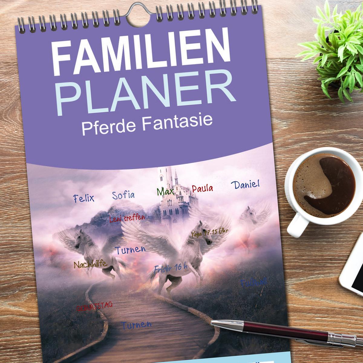 Bild: 9783457097830 | Familienplaner 2025 - Pferde Fantasie mit 5 Spalten (Wandkalender,...