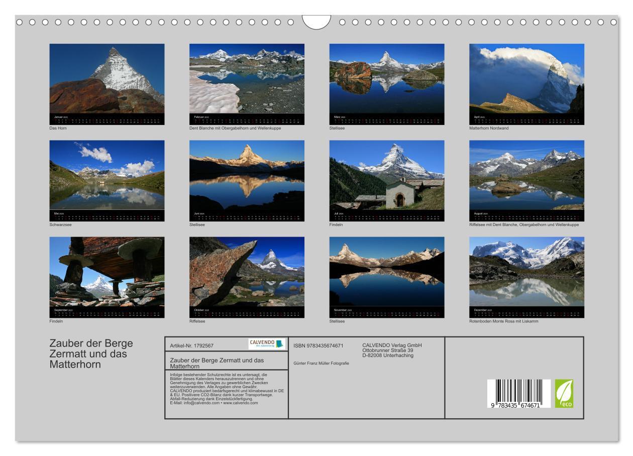 Bild: 9783435674671 | Zauber der Berge Zermatt und das Matterhorn (Wandkalender 2025 DIN...