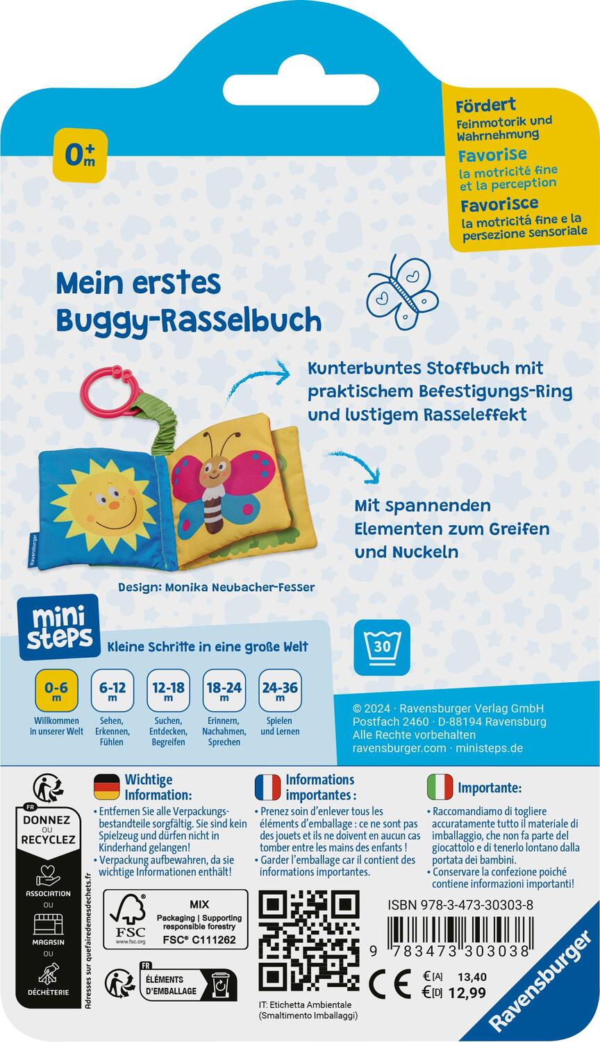 Rückseite: 9783473303038 | Mein erstes Buggy-Rasselbuch | Ab 0 Monate | Buch | ministeps Bücher