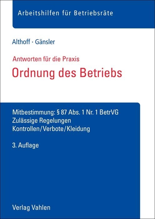 Cover: 9783800670116 | Ordnung des Betriebs | Lars Althoff (u. a.) | Buch | geheftet | 64 S.