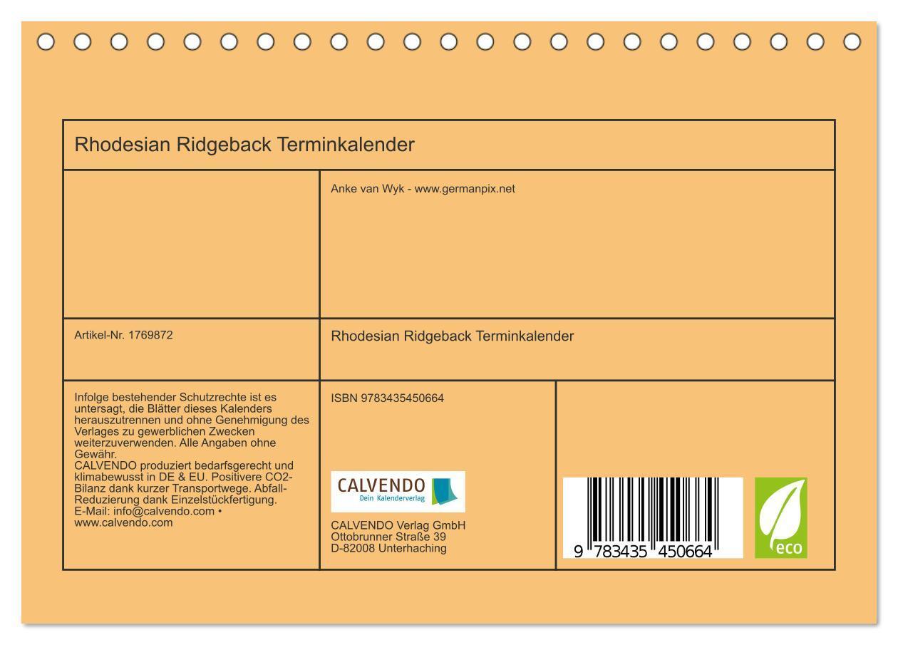 Bild: 9783435450664 | Rhodesian Ridgeback Terminkalender (Tischkalender 2025 DIN A5...