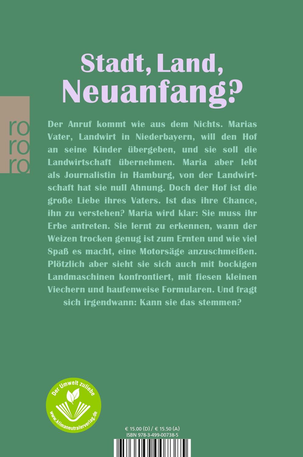 Rückseite: 9783499007385 | Großstadtbäuerin | Mein Vater, sein Land und ich | Maria Rossbauer