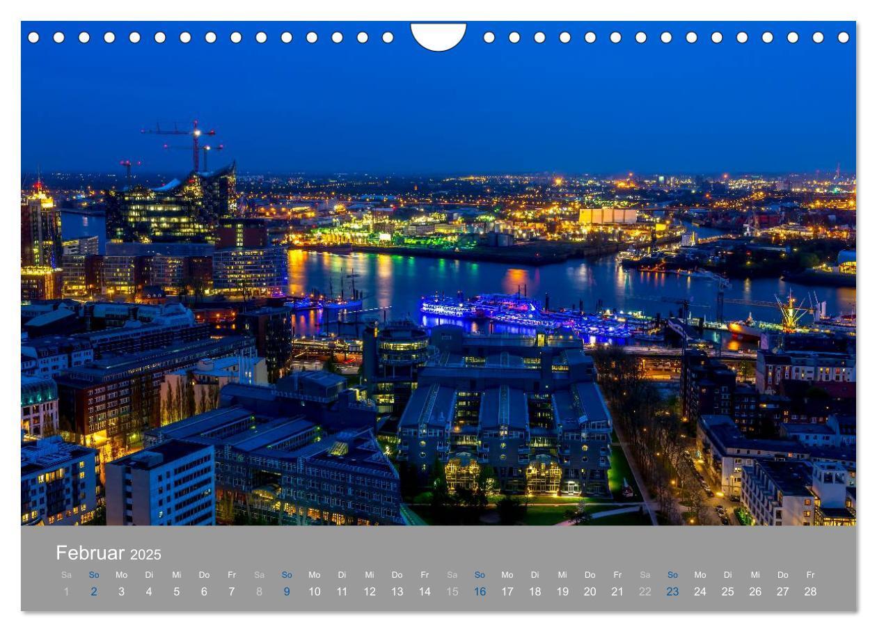 Bild: 9783435662890 | Hamburger Hafen - Im Zauber der Nacht (Wandkalender 2025 DIN A4...