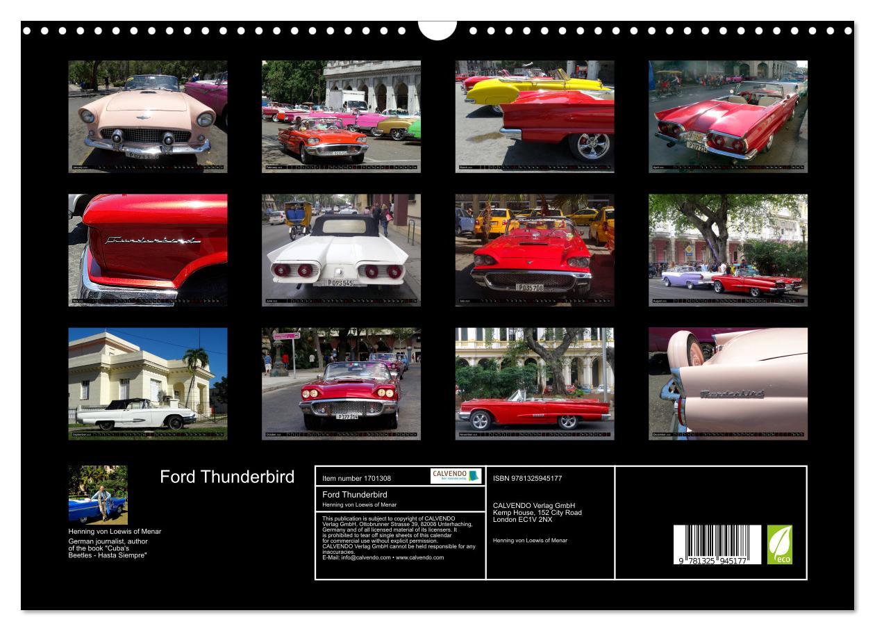 Bild: 9781325945177 | Ford Thunderbird (Wall Calendar 2025 DIN A3 landscape), CALVENDO 12...