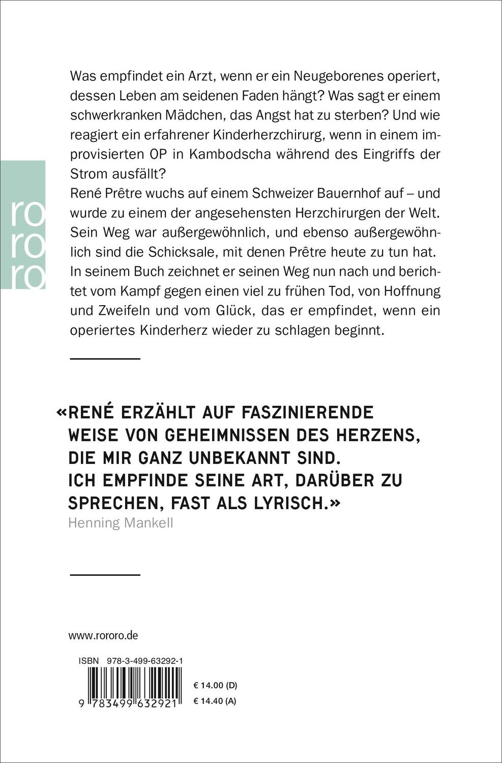 Rückseite: 9783499632921 | In der Mitte schlägt das Herz | René Prêtre | Taschenbuch | Deutsch