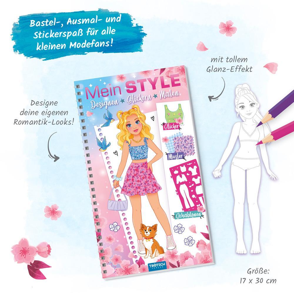 Bild: 9783965528239 | Trötsch Malbuch mit Schablonen und Stickern Mein Style Romantik | Buch