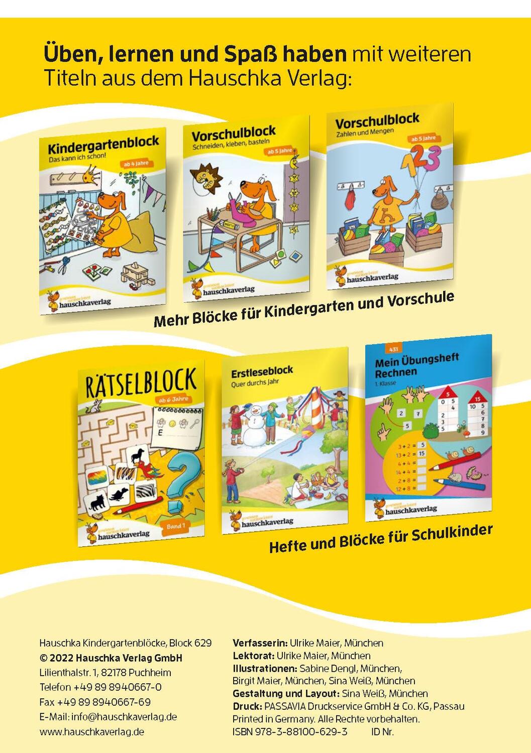 Bild: 9783881006293 | Kindergartenblock ab 4 Jahre - Schneiden, kleben, basteln | Maier