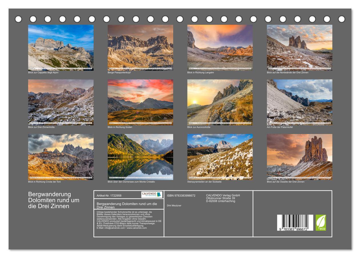 Bild: 9783383996672 | Bergwanderung Dolomiten rund um die Drei Zinnen (Tischkalender 2025...