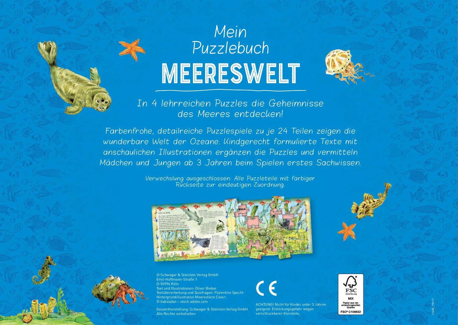 Rückseite: 9783849920937 | Mein Puzzlebuch Meereswelt | Oliver Bieber | Buch | 10 S. | Deutsch