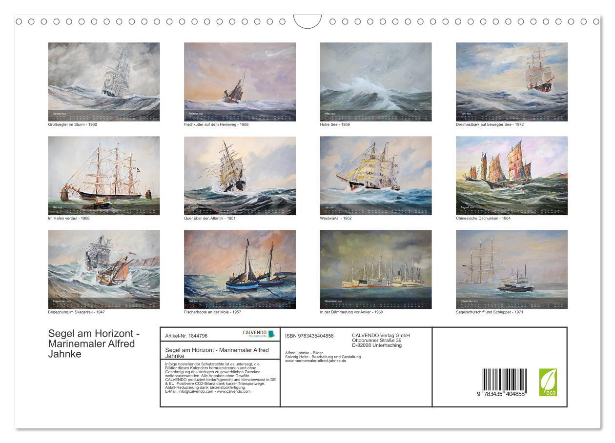 Bild: 9783435404858 | Segel am Horizont - Marinemaler Alfred Jahnke (Wandkalender 2025...