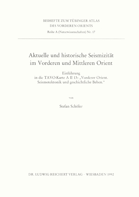 Cover: 9783882265330 | Aktuelle und historische Seismizität im Vorderen und Mittleren Orient