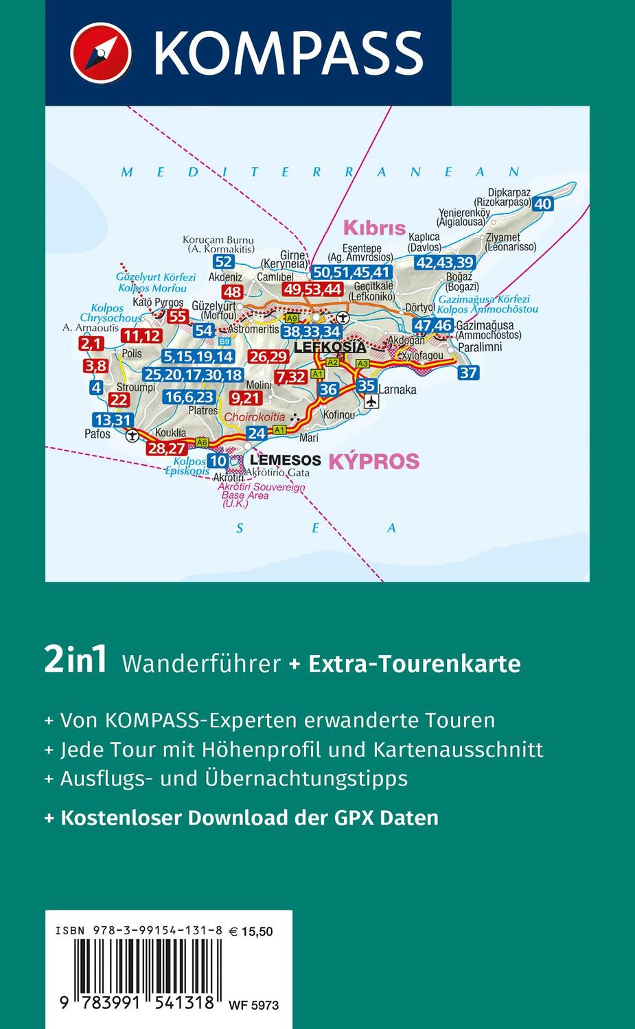 Rückseite: 9783991541318 | KOMPASS Wanderführer Zypern, 55 Touren | Taschenbuch | 236 S. | 2024