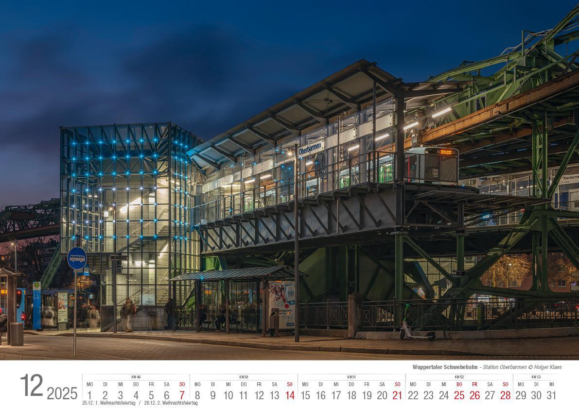 Bild: 9783965352285 | Wuppertaler Schwebebahn 2025 Bildkalender A3 Spiralbindung | Klaes