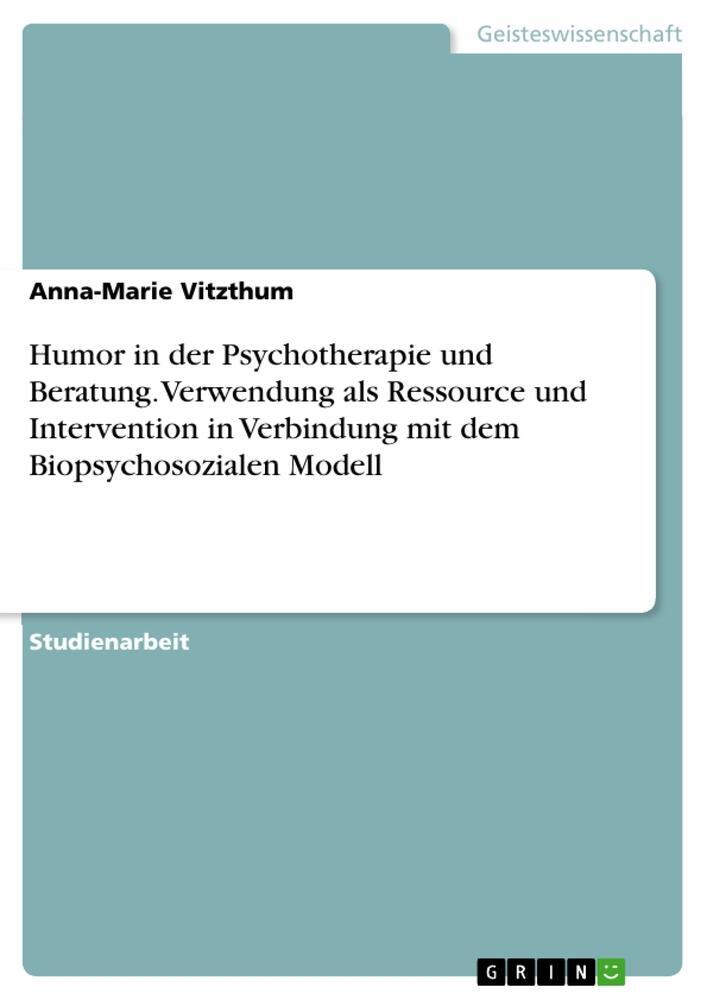 Cover: 9783346190611 | Humor in der Psychotherapie und Beratung. Verwendung als Ressource...