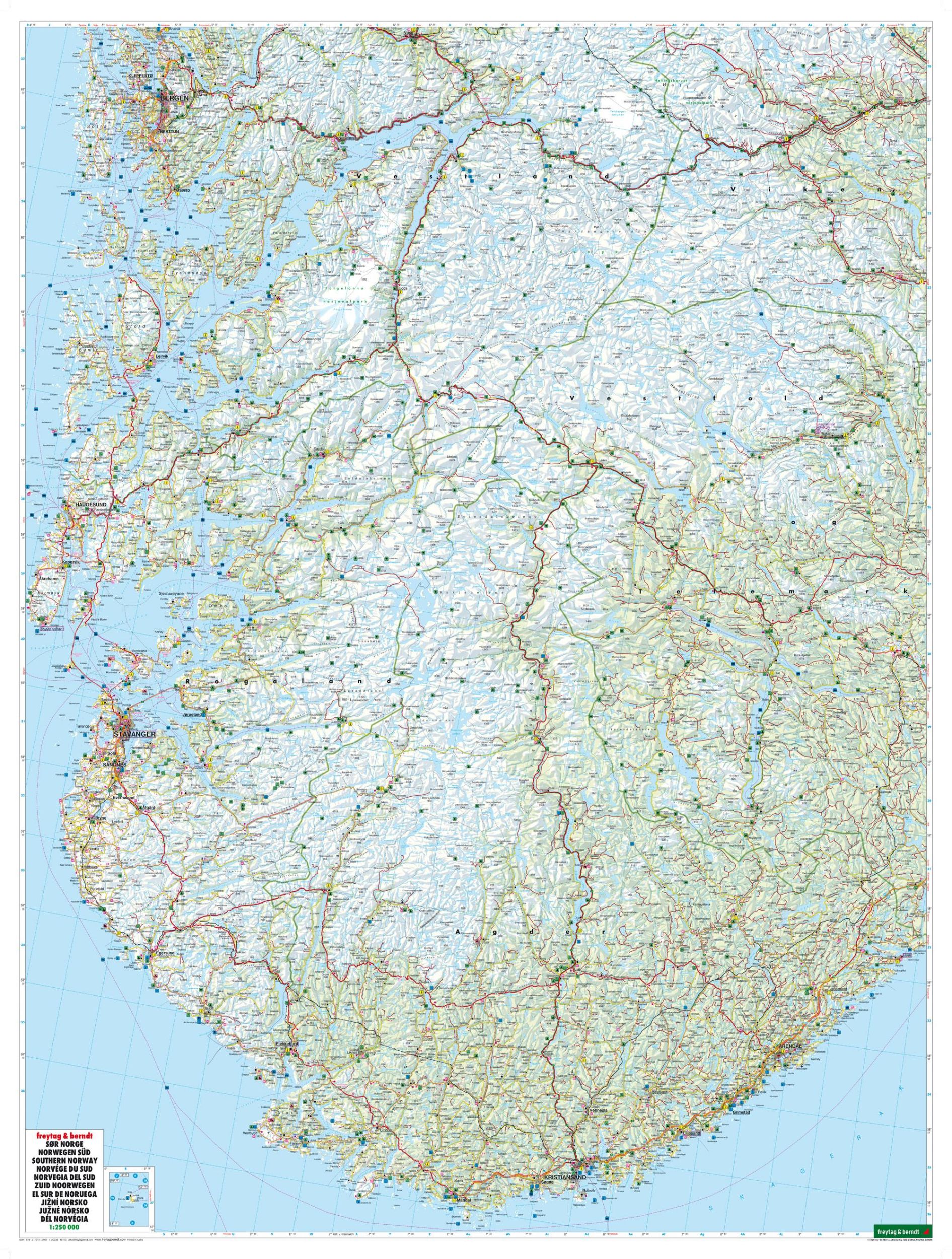 Bild: 9783707921601 | Norwegen Süd, Straßen- und Freizeitkarte 1:250.000, freytag &amp; berndt