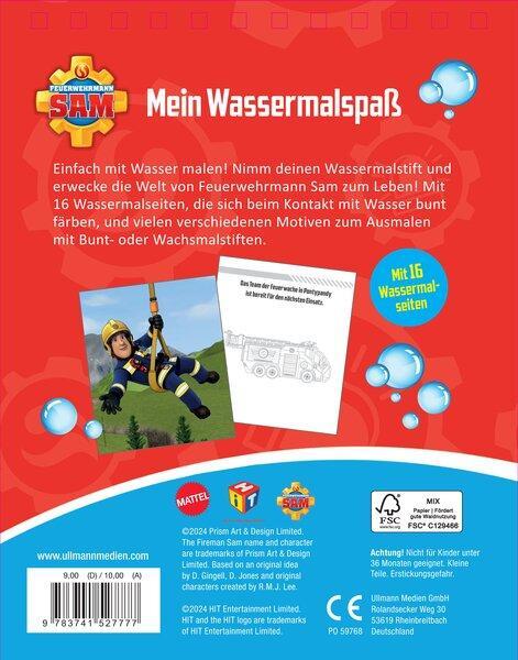 Rückseite: 9783741527777 | Mein Wassermalspaß - Feuerwehrmann Sam | Buch | 32 S. | Deutsch | 2024