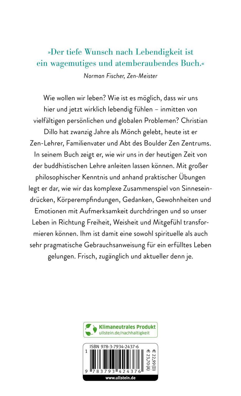 Rückseite: 9783793424376 | Der tiefe Wunsch nach Lebendigkeit | Christian Dillo | Buch | 464 S.