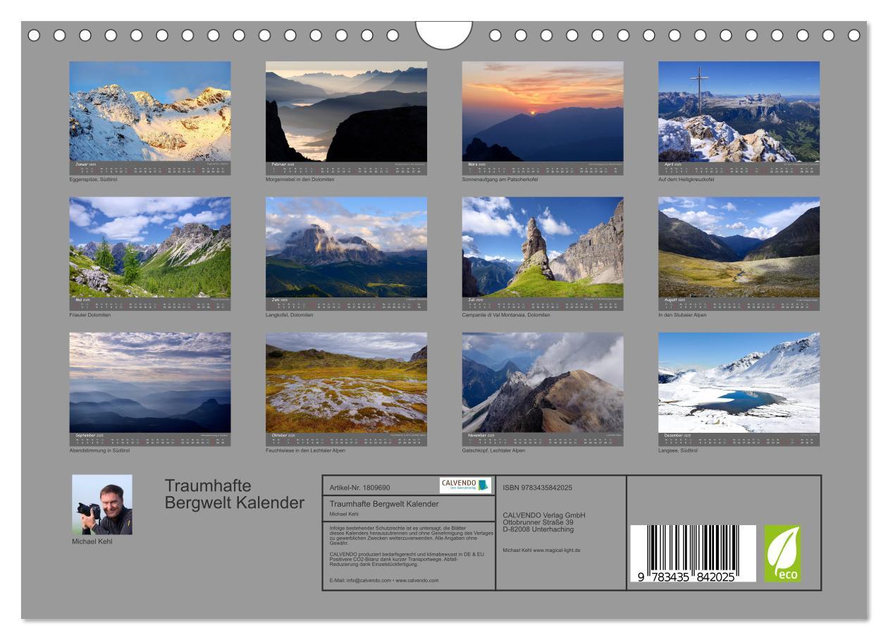 Bild: 9783435842025 | Traumhafte Bergwelt Kalender (Wandkalender 2025 DIN A4 quer),...